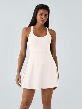 HALARA White Acive Racerback Active Dress